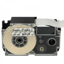 Tape cassette replaces Casio XR-24X 24mm, black on transparent