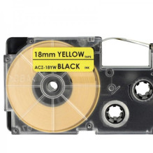 Tape cassette replaces Casio XR-18YW 18mm, black on yellow