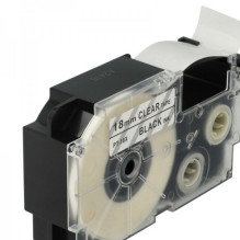 Tape cassette replaces Casio XR-18X 18mm, black on transparent