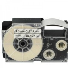 Tape cassette replaces Casio XR-18X 18mm, black on transparent