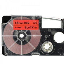 Tape cassette replaces Casio XR-18RD 18mm, black on red