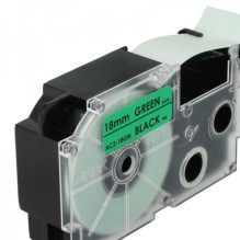 Tape cassette replaces Casio XR-18GN 18mm, black on green