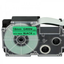 Tape cassette replaces Casio XR-18GN 18mm, black on green