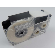 Tape cassette replaces Casio XR-18AX 18mm, white on transparent