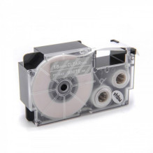 Tape cassette replaces Casio XR-18AX 18mm, white on transparent