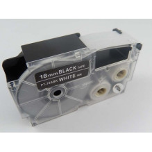 Tape cassette replaces Casio XR-18ABK 18mm, white on black