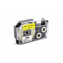 Tape cassette replaces Casio XR-12YW 12mm, black on yellow