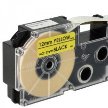 Tape cassette replaces Casio XR-12YW 12mm, black on yellow