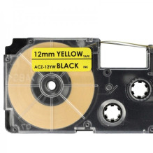 Tape cassette replaces Casio XR-12YW 12mm, black on yellow