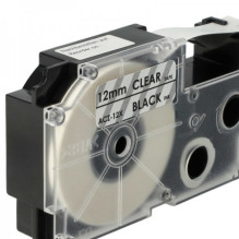 Tape cassette replaces Casio XR-12X 12mm, black on transparent