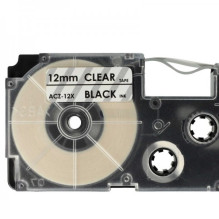 Tape cassette replaces Casio XR-12X 12mm, black on transparent