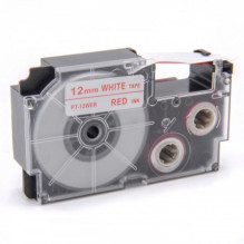 Tape cassette replaces Casio XR-12WER 12mm, red on white