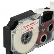 Tape cassette replaces Casio XR-12WER 12mm, red on white