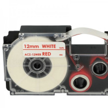 Tape cassette replaces Casio XR-12WER 12mm, red on white