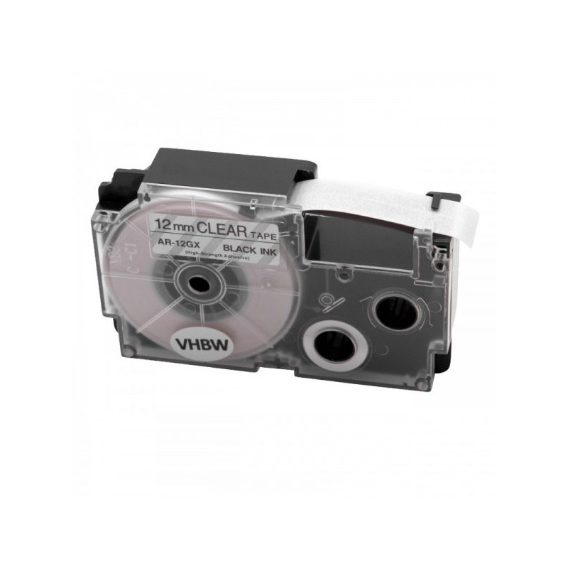 Tape cassette replaces Casio XR-12GX 12mm, black on transparent