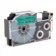 Tape cassette replaces Casio XR-12GN 12mm, black on green