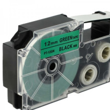 Tape cassette replaces Casio XR-12GN 12mm, black on green