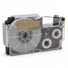 Tape cassette replaces Casio XR-12GD 12mm, black on gold