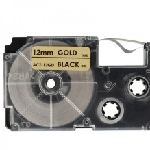 Tape cassette replaces Casio XR-12GD 12mm, black on gold