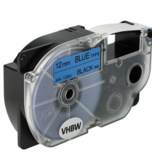 Tape cassette replaces Casio XR-12BU 12mm, black on blue