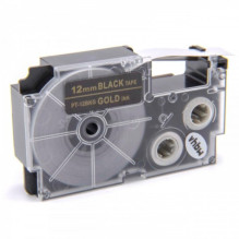 Tape cassette replaces Casio XR-12BKG 12mm, gold on black