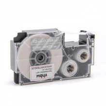 Tape cassette replaces Casio XR-12AX 12mm, white on transparent