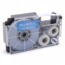 Tape cassette replaces Casio XR-12ABU 12mm, white on blue