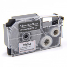 Tape cassette replaces Casio XR-12ABK 12mm, white on black