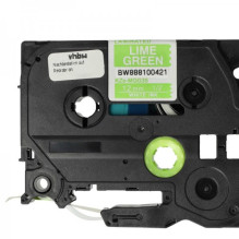 Tape cassette replaces Brother TZE-MQG35 12mm, white on apple green