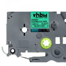 Tape cassette replaces Brother TZE-FX731 12mm, black on green