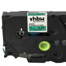 Tape cassette replaces Brother TZE-FX711 6mm, black on green