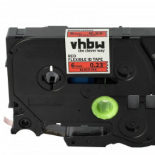 Tape cassette replaces Brother TZE-FX411 6mm, black on red