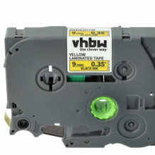 Tape cassette replaces Brother TZE-621 9mm, black on yellow