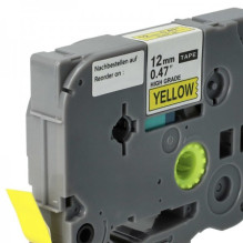 Tape cassette replaces Brother HGE-631 12mm black on yellow