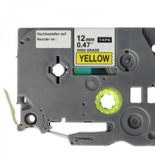 Tape cassette replaces Brother HGE-631 12mm black on yellow