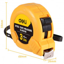 Steel Measuring Tape 3m/ 16mm Deli Tools EDL9003B (yellow)