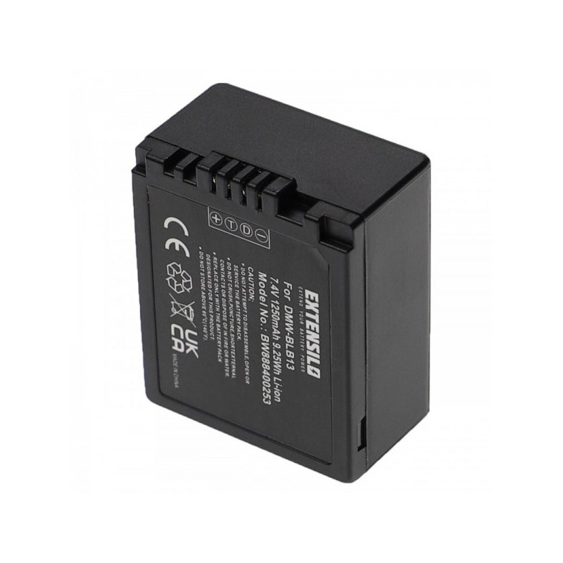 EXTENSILO battery like DMW-BLB13E for Panasonic Lumix DMC-G1 and others 1250mAh