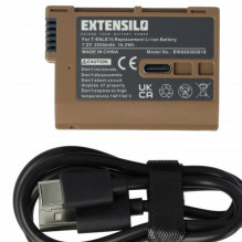 EXTENSILO baterija su USB-C jungtimi, skirta Nikon, pvz., EN-EL15 ir kitiems 2250 mAh