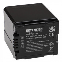 EXTENSILO battery for Panasonic such as VW-VBG260 and others 2500mAh