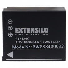 EXTENSILO baterija, skirta Panasonic, pvz., CGA-S007 ir kt., 1000 mAh