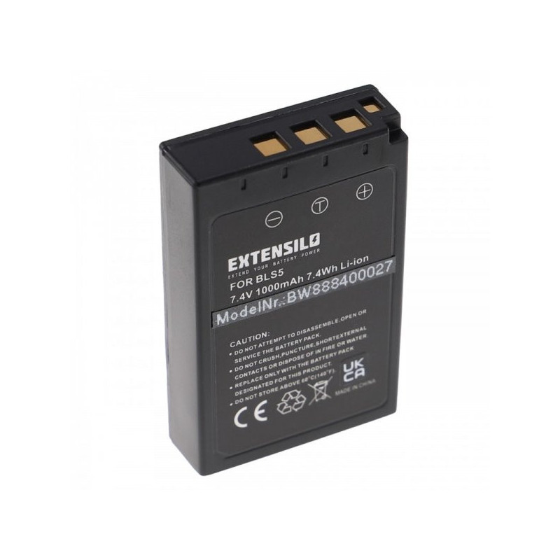 EXTENSION Battery for Olympus like PS-BLS5 u.a. 1000mAh