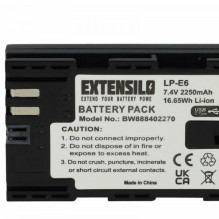 EXTENSILO battery for Canon like LP-E6, with USB-C connection, 2250mAh