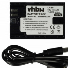 Battery for Canon like LP-E6, with USB-C connection, 1600mAh