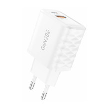 Foneng EU56 1xUSB-A, 1xUSB-C, 20W maitinimo įkroviklis (baltas) + USB-A į Lightning laidą