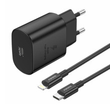 Foneng EU51 USB-C 25W maitinimo įkroviklis + USB-C - Lightning laidas (juodas)