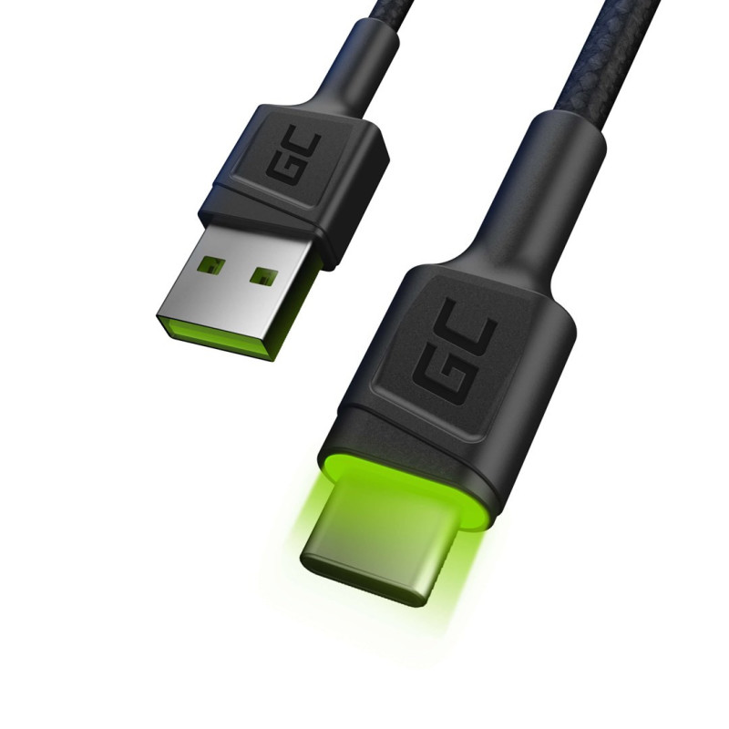 Green Cell KABGC06 USB laidas 1,2 m USB A USB C Juodas