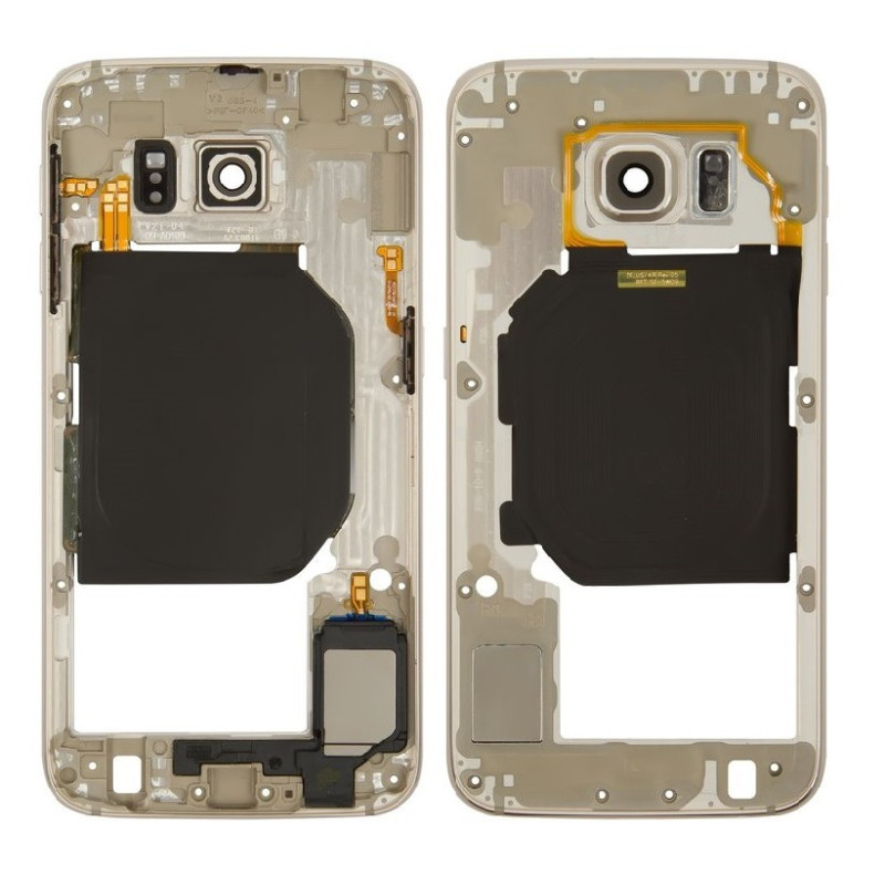 Middle housing Samsung G920F S6 gold with buzzer and sides buttons original (used Grade B)