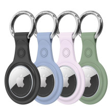 Dux Ducis - Dux Ducis 4pcs set Silicone flexible cover keychain loop case for Apple AirTag (Black / Green / Pink / Blue)