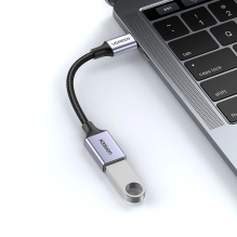 USB C (vyriškas) – USB (moteris) 3.0 OTG laidas 0.15m Ugreen US378 – juodas