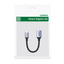 USB C (vyriškas) – USB (moteris) 3.0 OTG laidas 0.15m Ugreen US378 – juodas